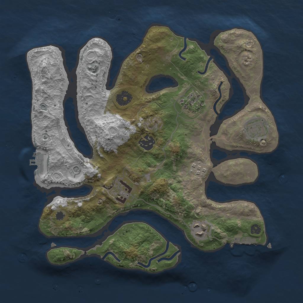 Rust Map: Procedural Map, Size: 3000, Seed: 913634929, 17 Monuments