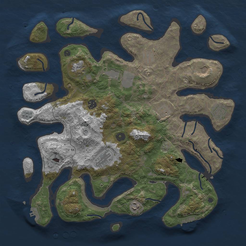 Rust Map: Procedural Map, Size: 4000, Seed: 97173, 21 Monuments