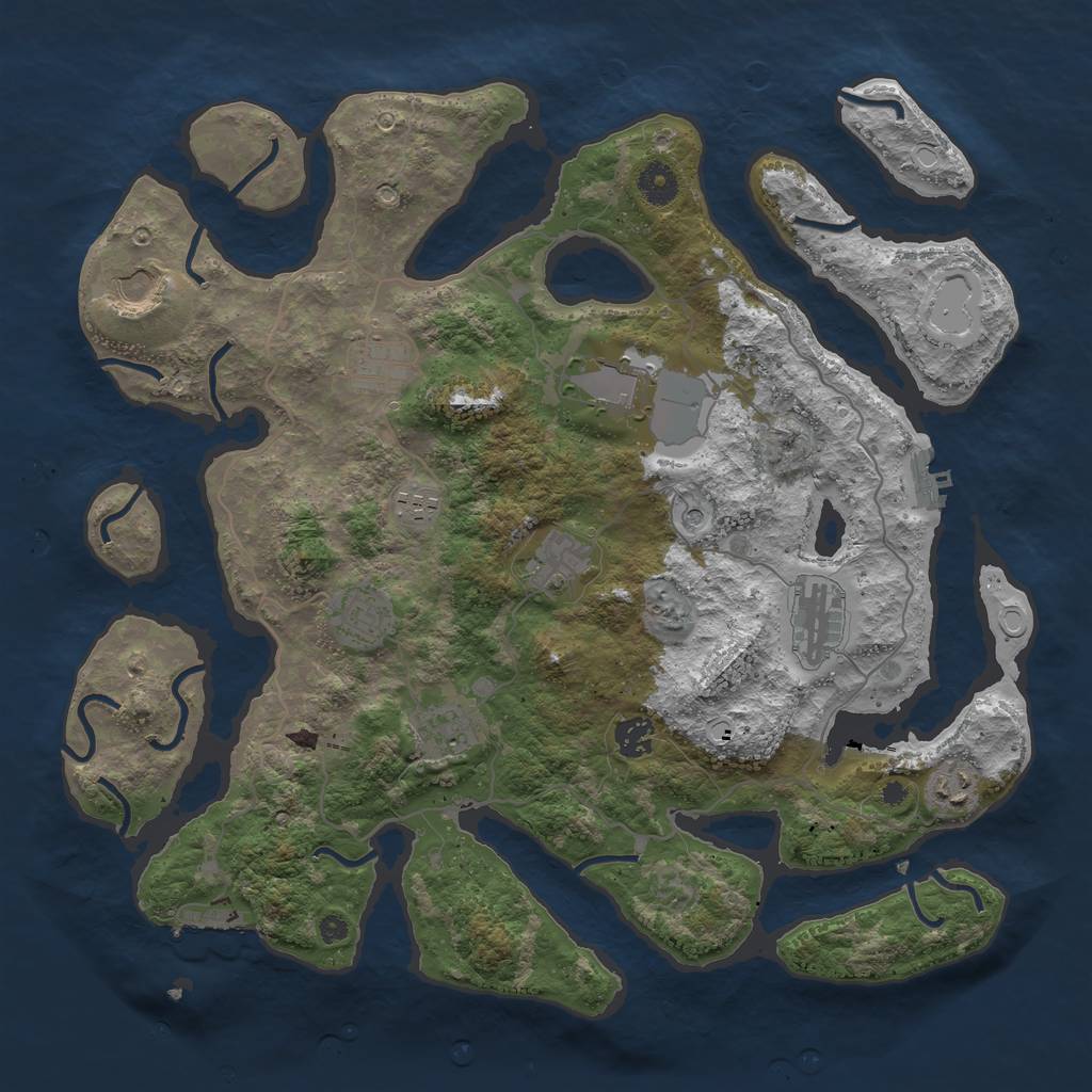 Rust Map: Procedural Map, Size: 4000, Seed: 239698653, 21 Monuments