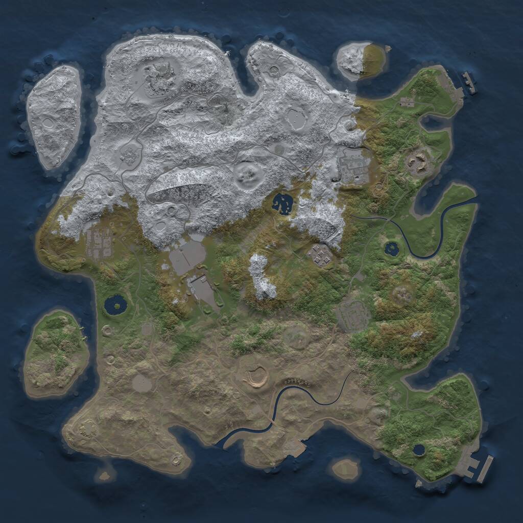 Rust Map: Procedural Map, Size: 3700, Seed: 855034372, 15 Monuments