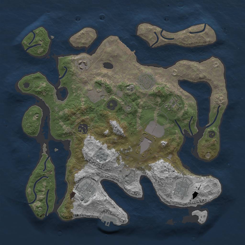 Rust Map: Procedural Map, Size: 3500, Seed: 843203, 20 Monuments