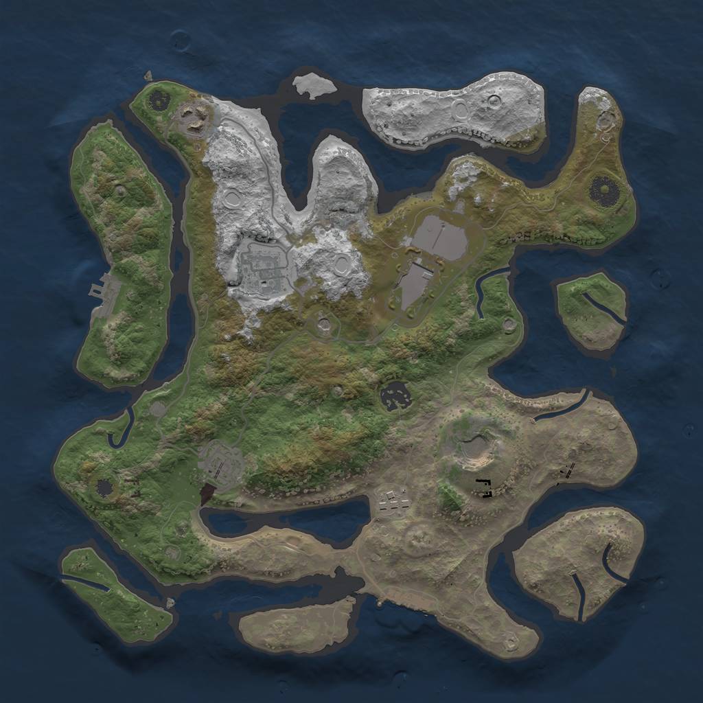 Rust Map: Procedural Map, Size: 3500, Seed: 1531703436, 18 Monuments