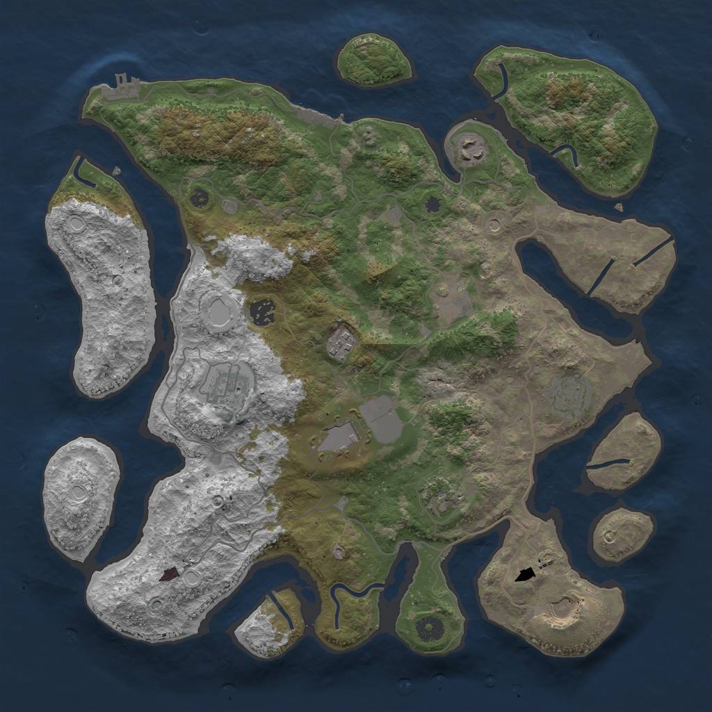 Rust Map: Procedural Map, Size: 4000, Seed: 7724, 20 Monuments