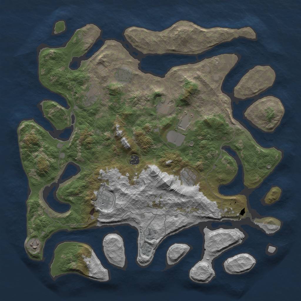 Rust Map: Barren, Size: 4500, Seed: 50, 12 Monuments