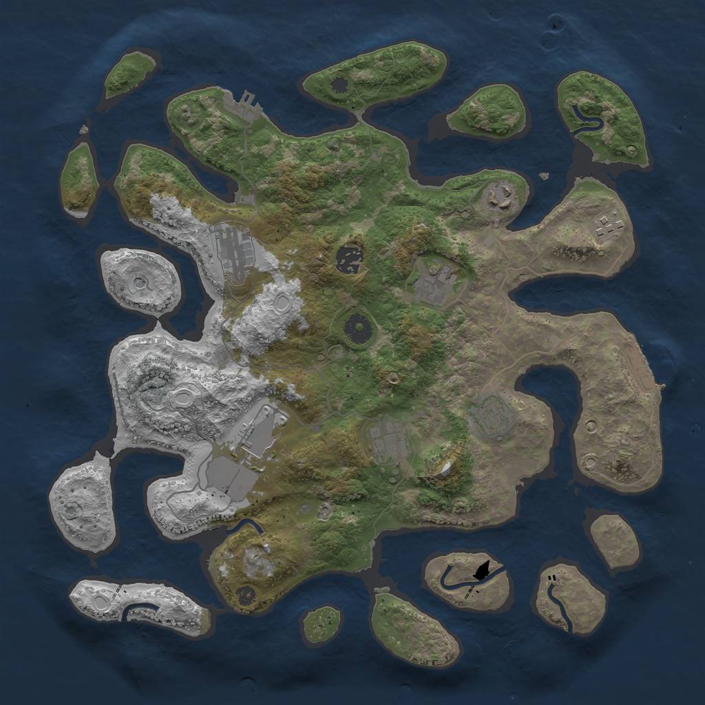 Rust Map: Procedural Map, Size: 3750, Seed: 1424959892, 19 Monuments