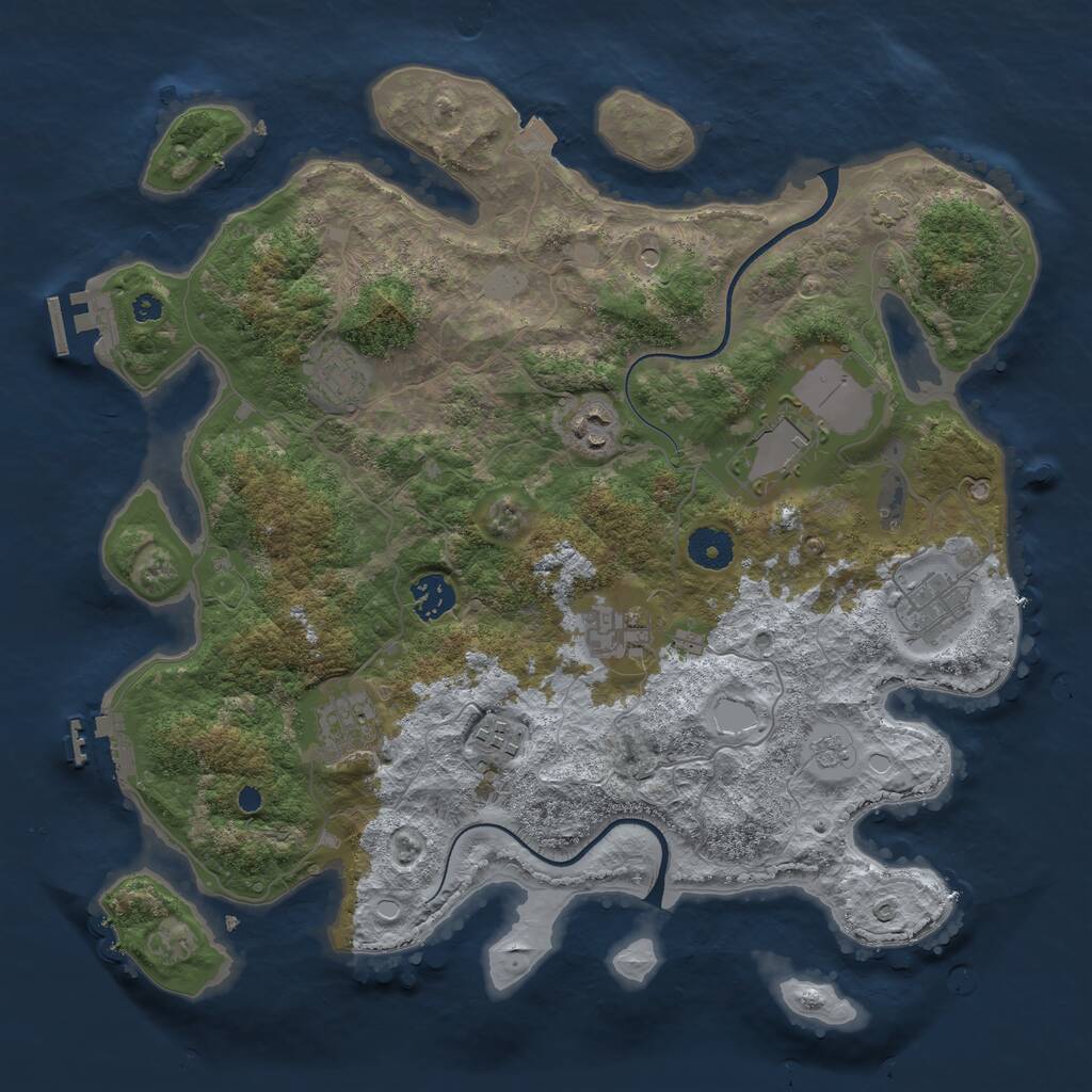 Rust Map: Procedural Map, Size: 3700, Seed: 1155817453, 14 Monuments