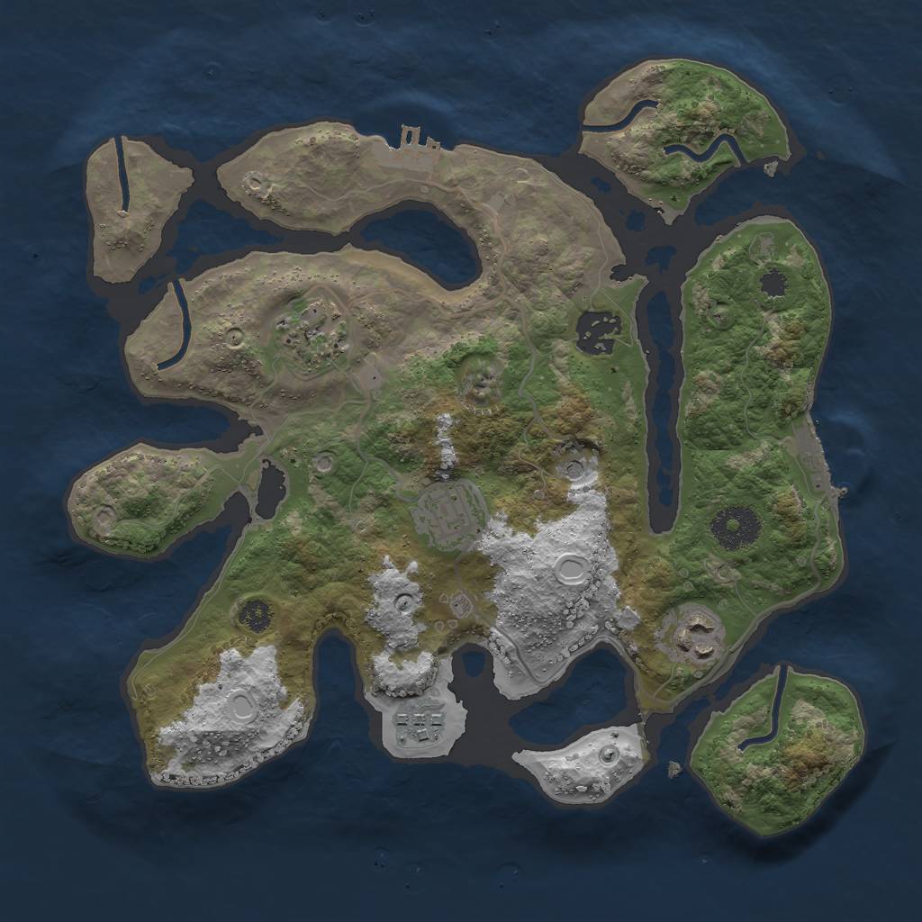 Rust Map: Procedural Map, Size: 3000, Seed: 346369, 16 Monuments