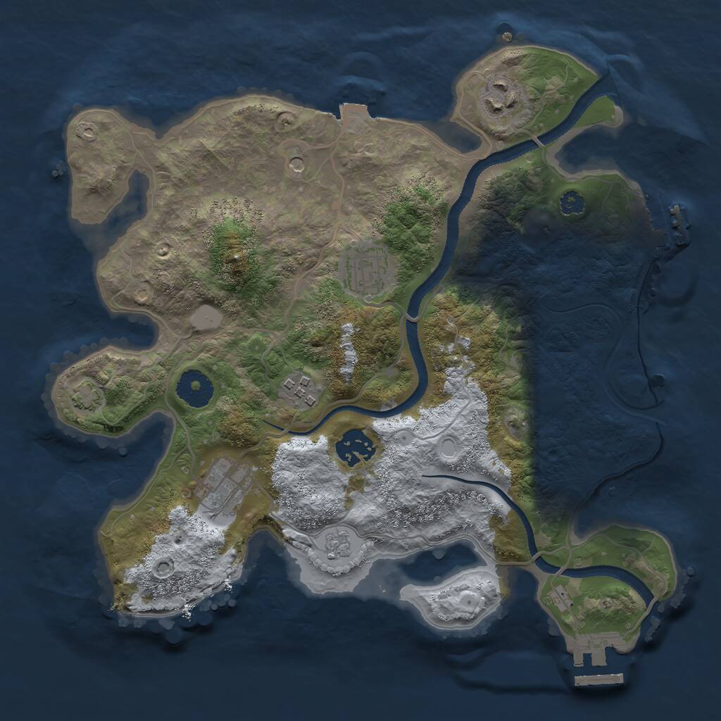 Rust Map: Procedural Map, Size: 3000, Seed: 346369, 11 Monuments