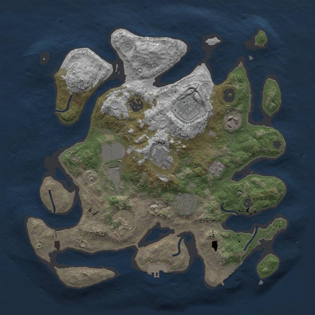 Rust Map: Procedural Map, Size: 3500, Seed: 2424016, 19 Monuments