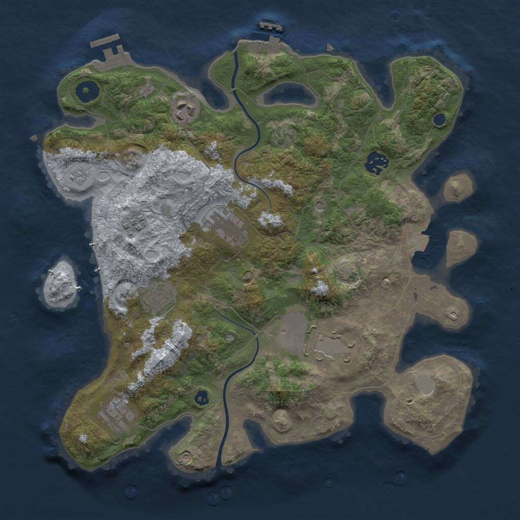 Rust Map: Procedural Map, Size: 3500, Seed: 3473382, 13 Monuments