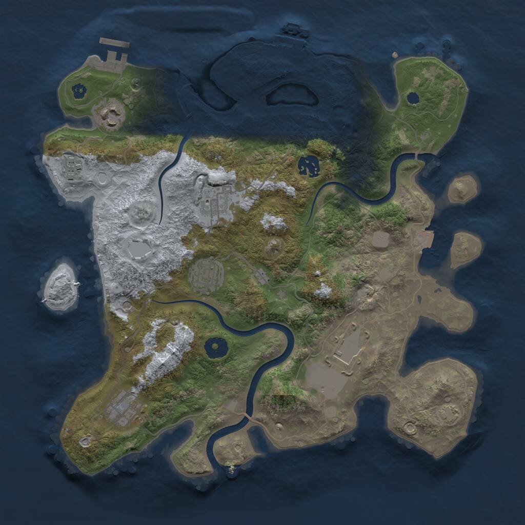 Rust Map: Procedural Map, Size: 3500, Seed: 3473382, 12 Monuments