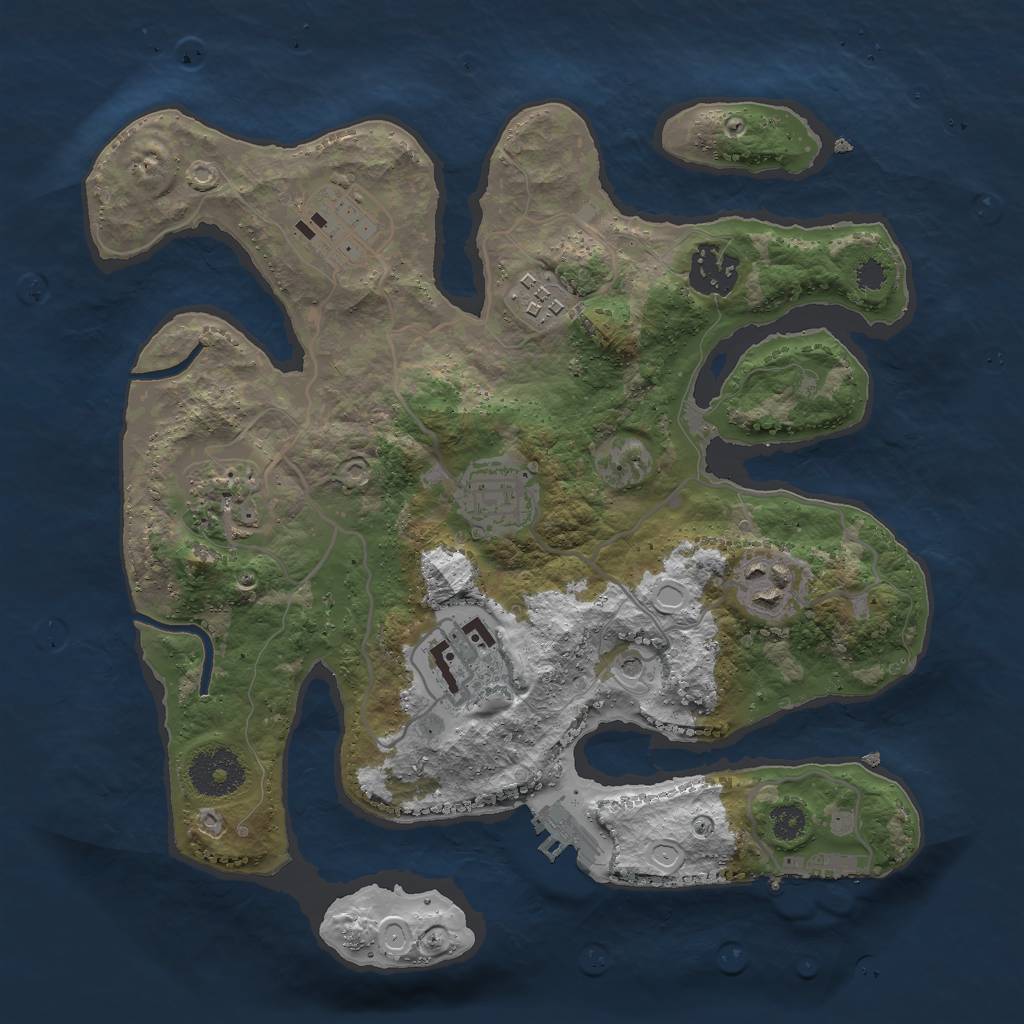 Rust Map: Procedural Map, Size: 3000, Seed: 975904893, 18 Monuments