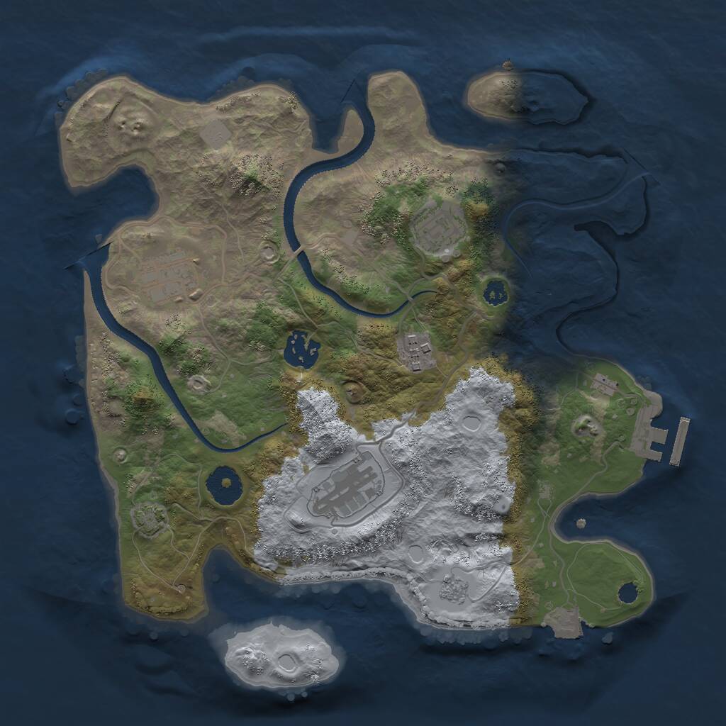 Rust Map: Procedural Map, Size: 3000, Seed: 975904893, 9 Monuments