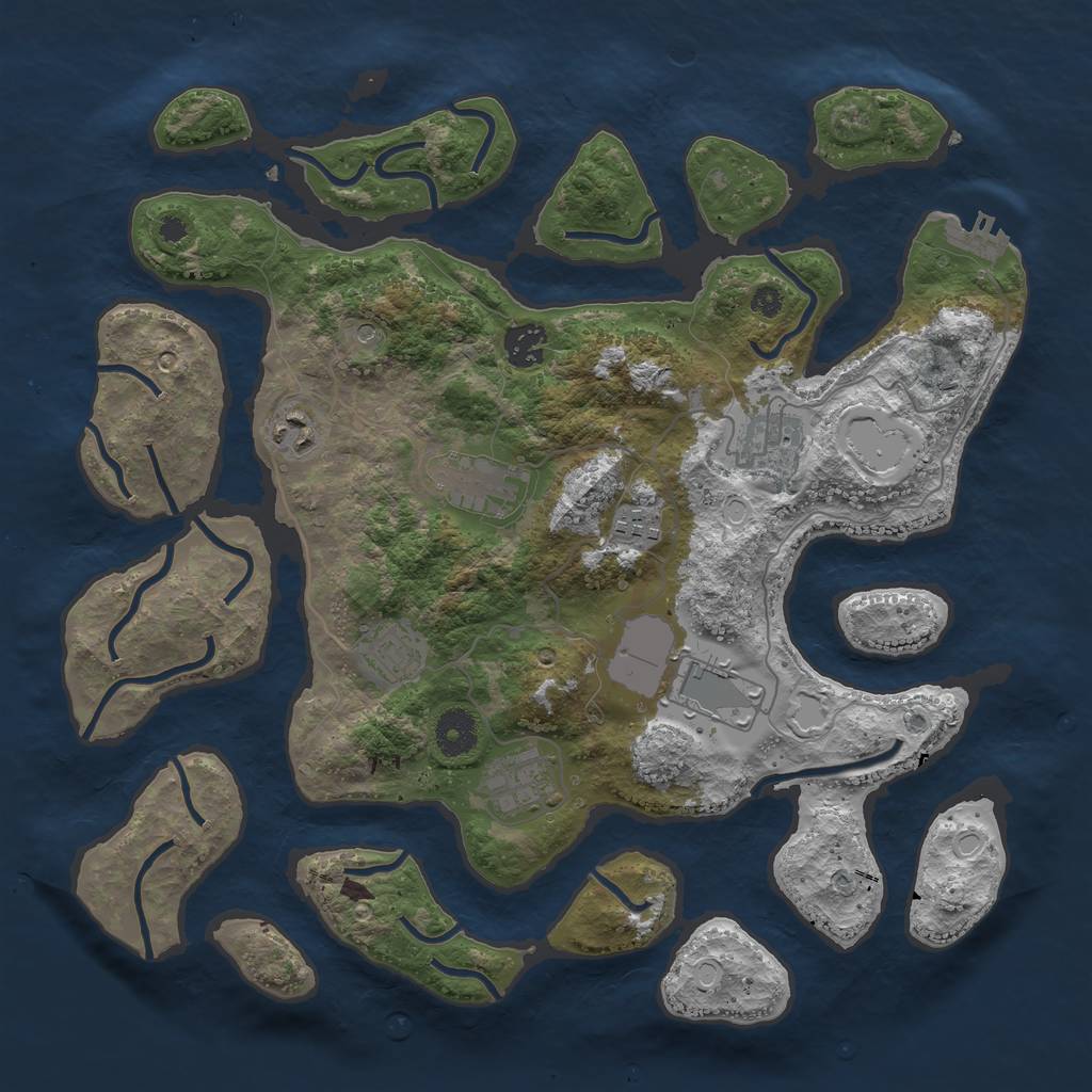 Rust Map: Procedural Map, Size: 3696, Seed: 13791, 18 Monuments