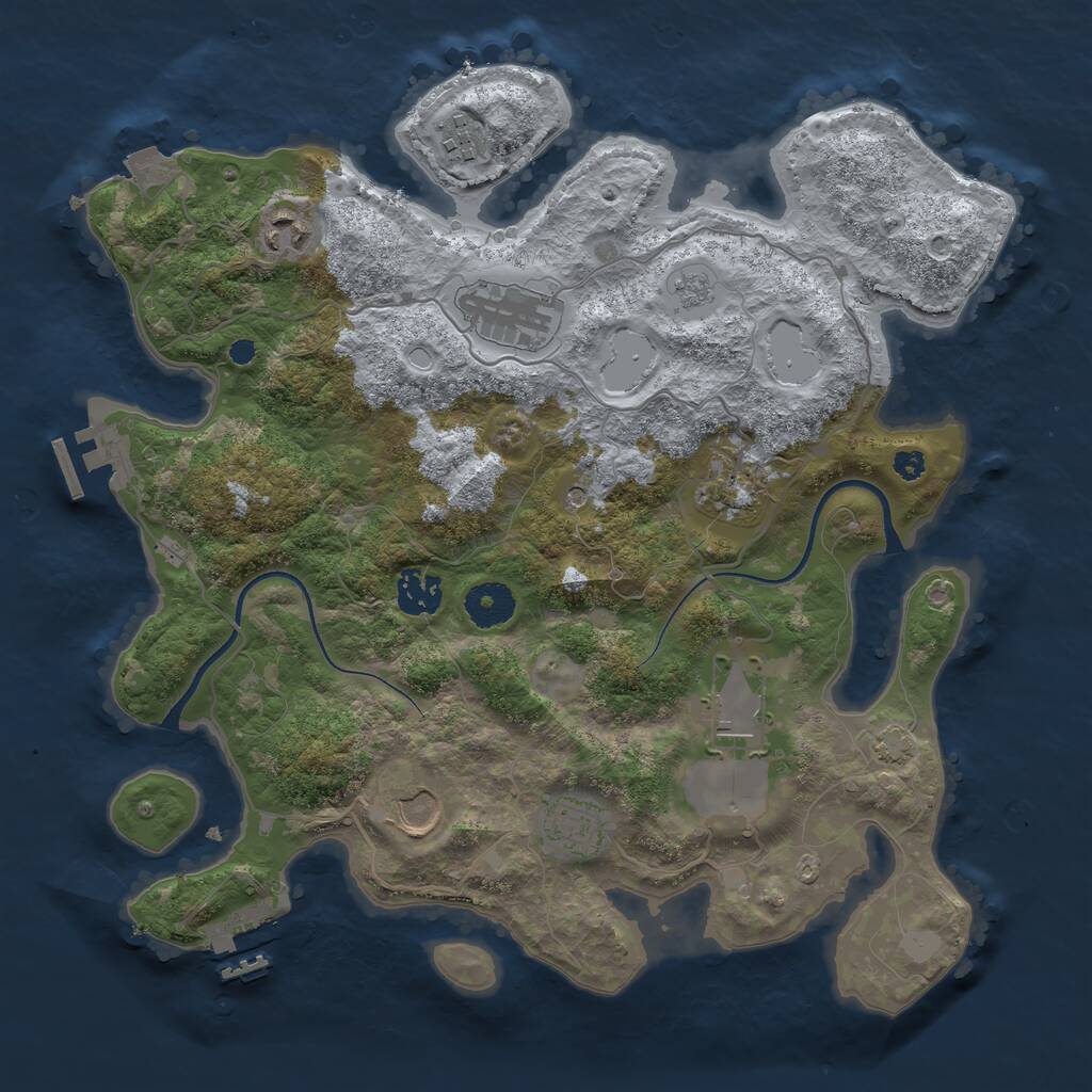 Rust Map: Procedural Map, Size: 3500, Seed: 890832604, 14 Monuments