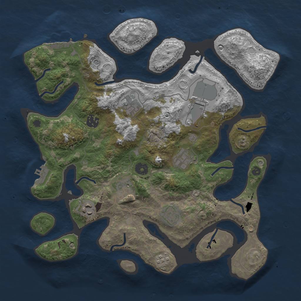 Rust Map: Procedural Map, Size: 3500, Seed: 890832604, 19 Monuments