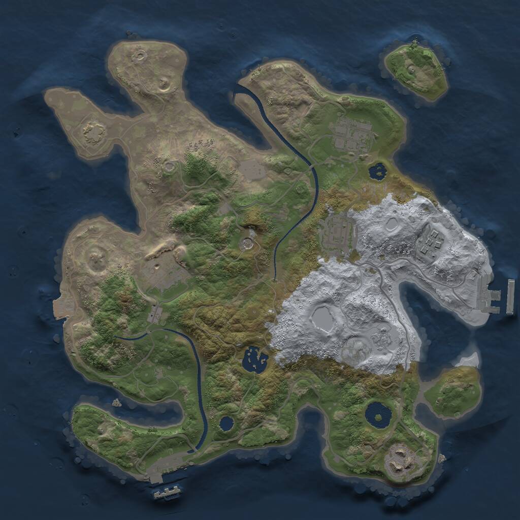 Rust Map: Procedural Map, Size: 3000, Seed: 1402768774, 12 Monuments