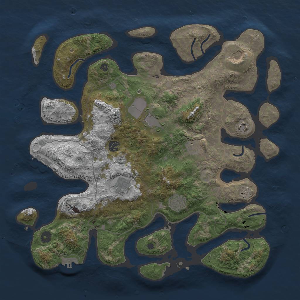 Rust Map: Procedural Map, Size: 4000, Seed: 348743671, 19 Monuments