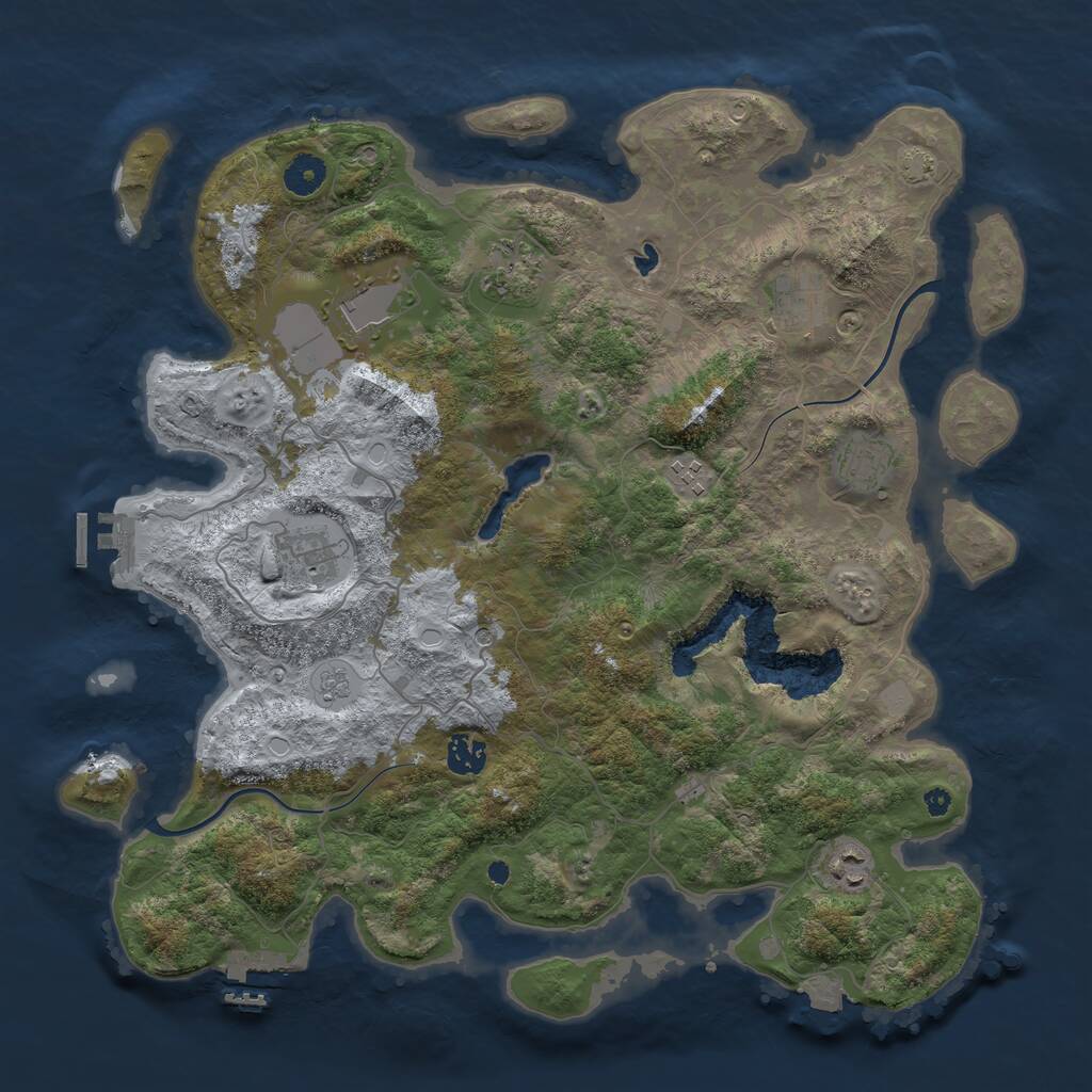 Rust Map: Procedural Map, Size: 4000, Seed: 348743671, 14 Monuments