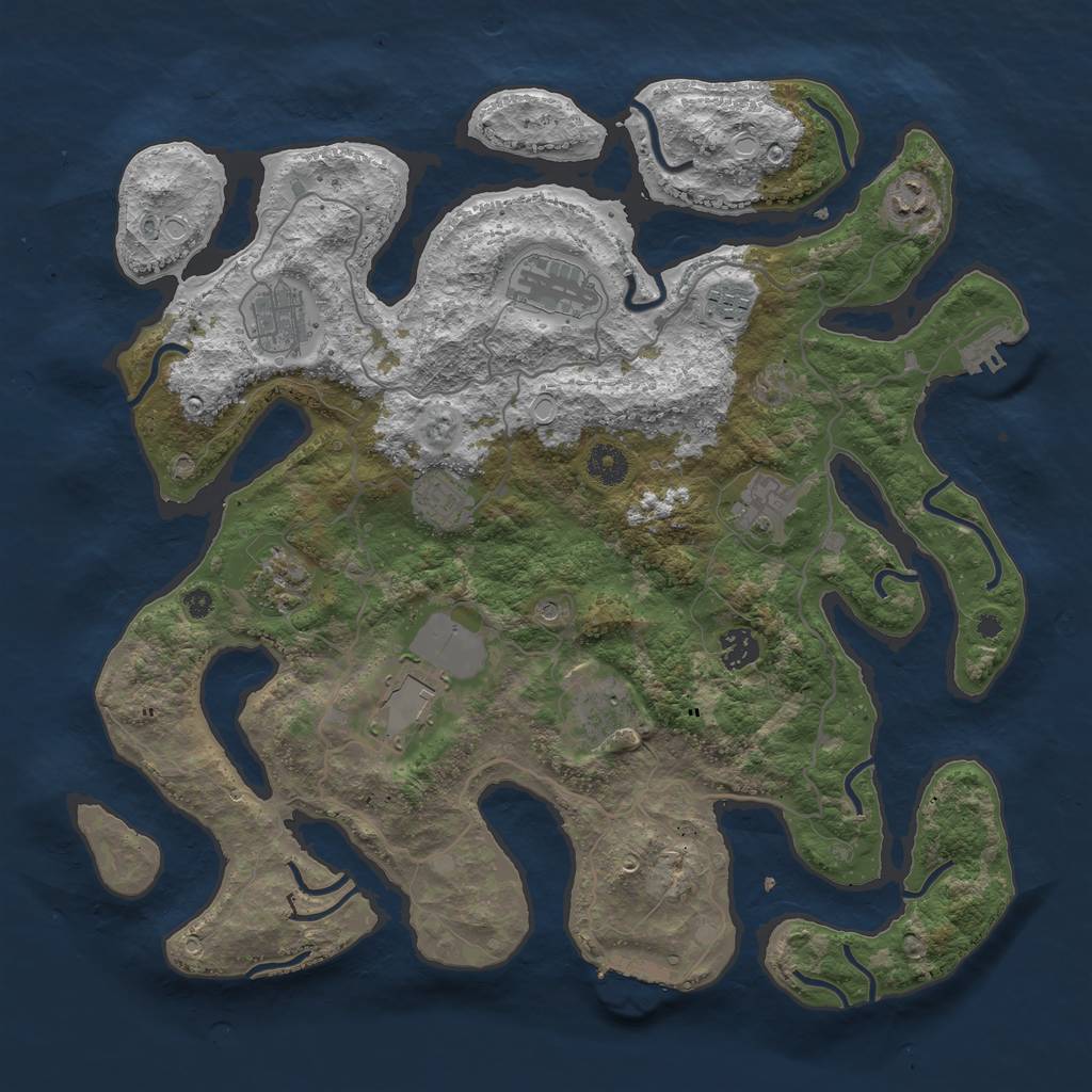 Rust Map: Procedural Map, Size: 4000, Seed: 310168, 21 Monuments