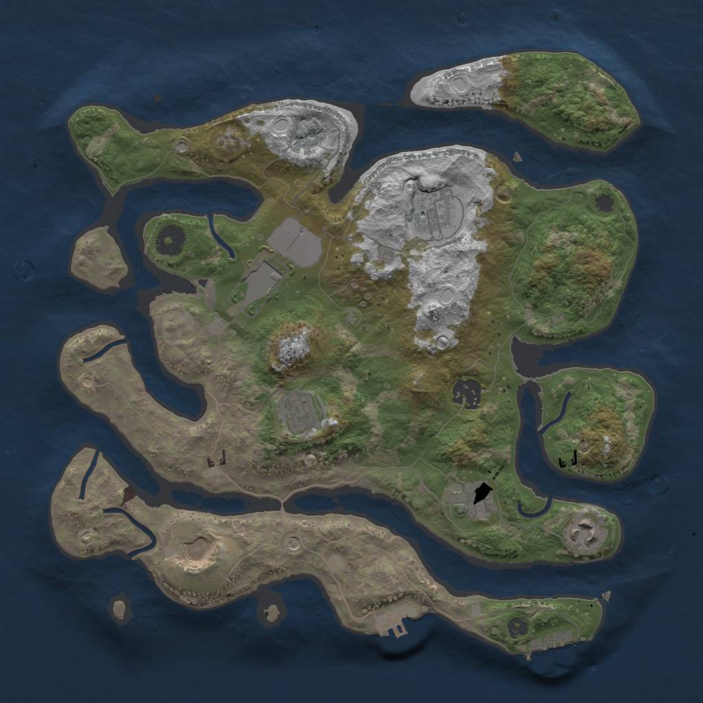 Rust Map: Procedural Map, Size: 3500, Seed: 276455, 18 Monuments