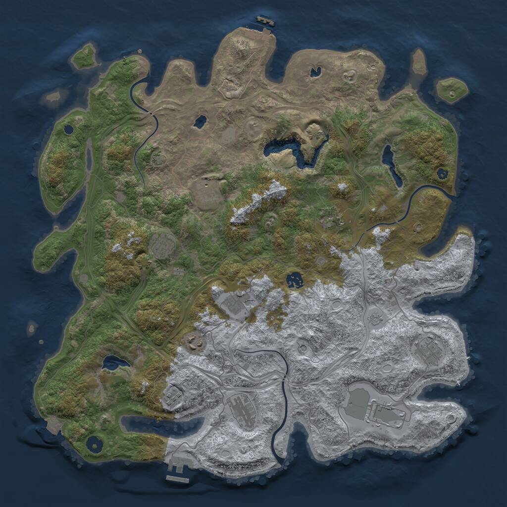 Rust Map: Procedural Map, Size: 4500, Seed: 1419008519, 16 Monuments