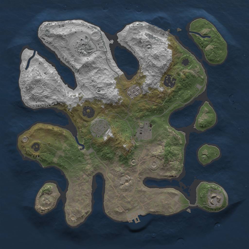 Rust Map: Procedural Map, Size: 3000, Seed: 23017049, 17 Monuments