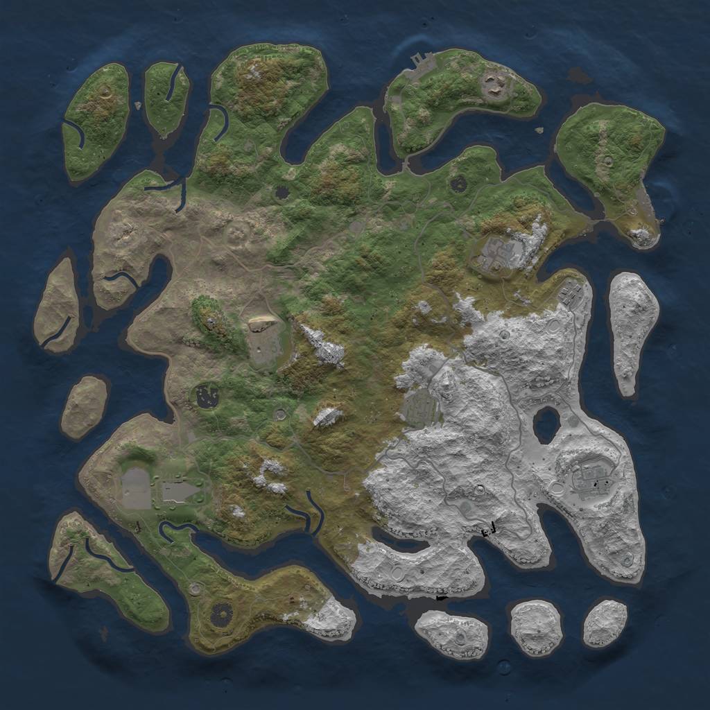 Rust Map: Procedural Map, Size: 4500, Seed: 815050820, 19 Monuments