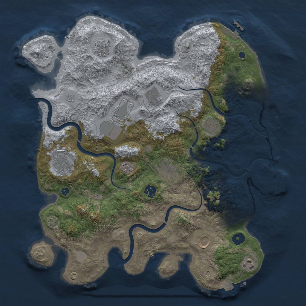Rust Map: Procedural Map, Size: 3850, Seed: 531038929, 16 Monuments