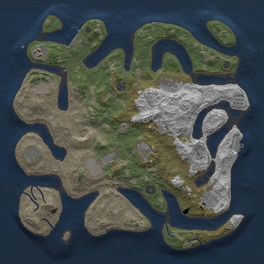 Rust Map: Procedural Map, Size: 4000, Seed: 1469275640, 22 Monuments