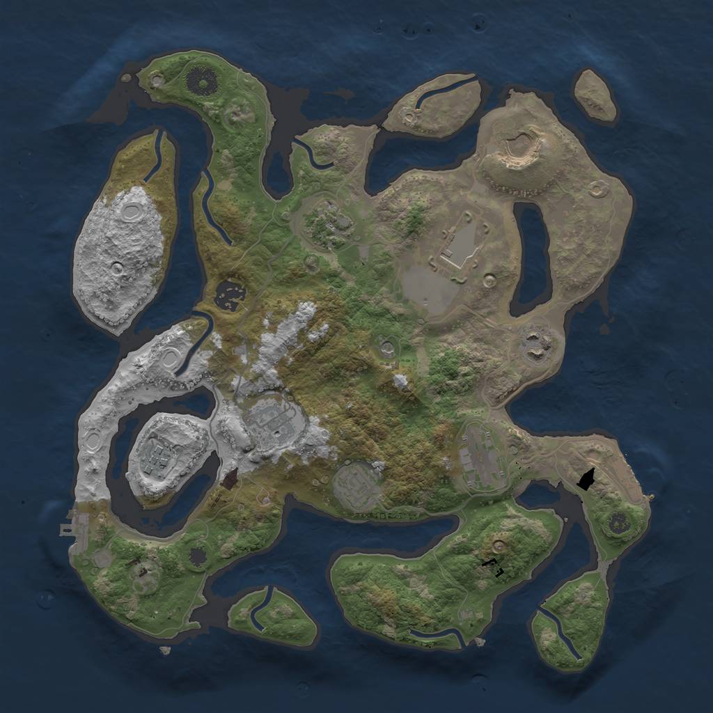 Rust Map: Procedural Map, Size: 3500, Seed: 760311867, 20 Monuments