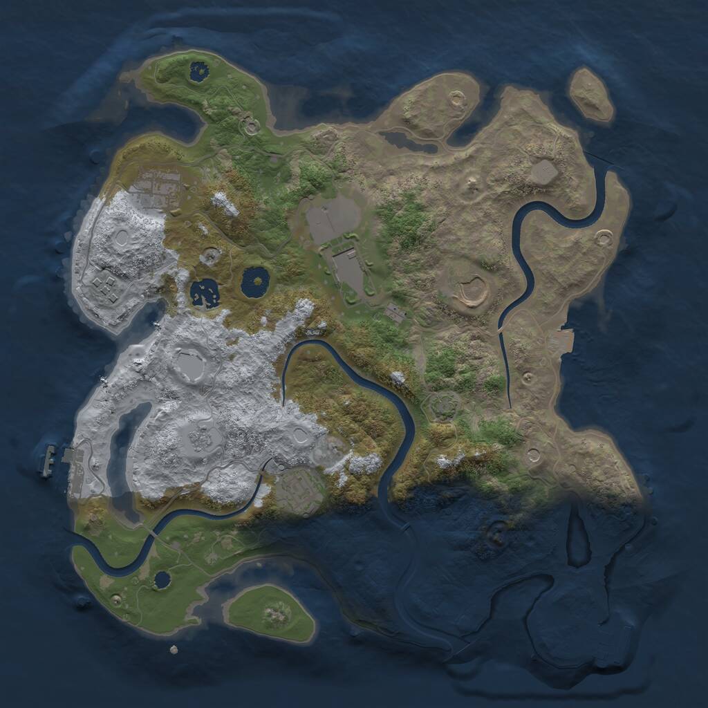 Rust Map: Procedural Map, Size: 3500, Seed: 760311867, 12 Monuments