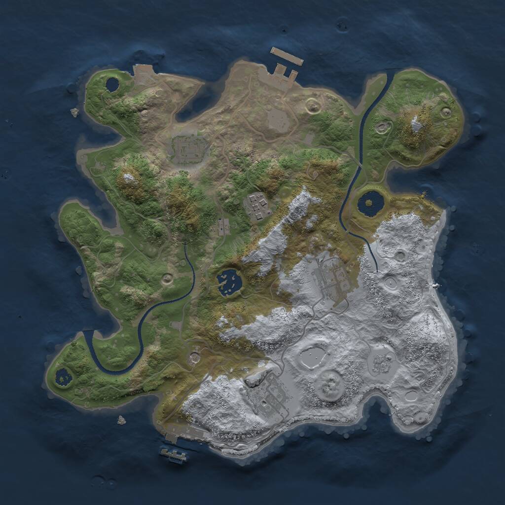 Rust Map: Procedural Map, Size: 3000, Seed: 2394255, 10 Monuments