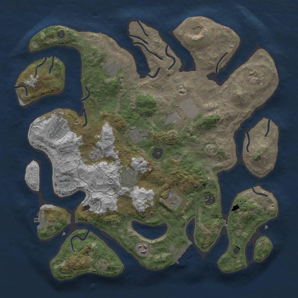 Rust Map: Procedural Map, Size: 4000, Seed: 478837844, 22 Monuments