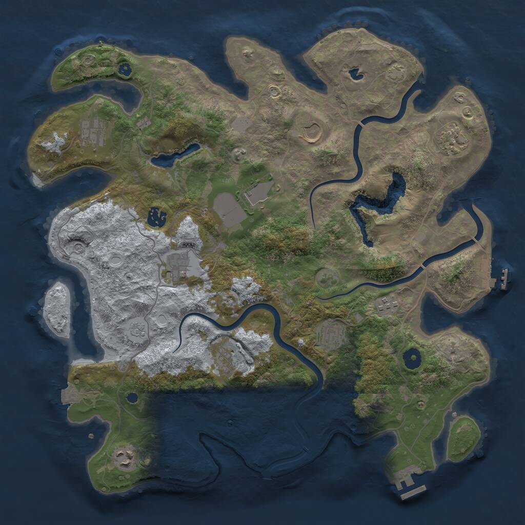 Rust Map: Procedural Map, Size: 4000, Seed: 478837844, 16 Monuments