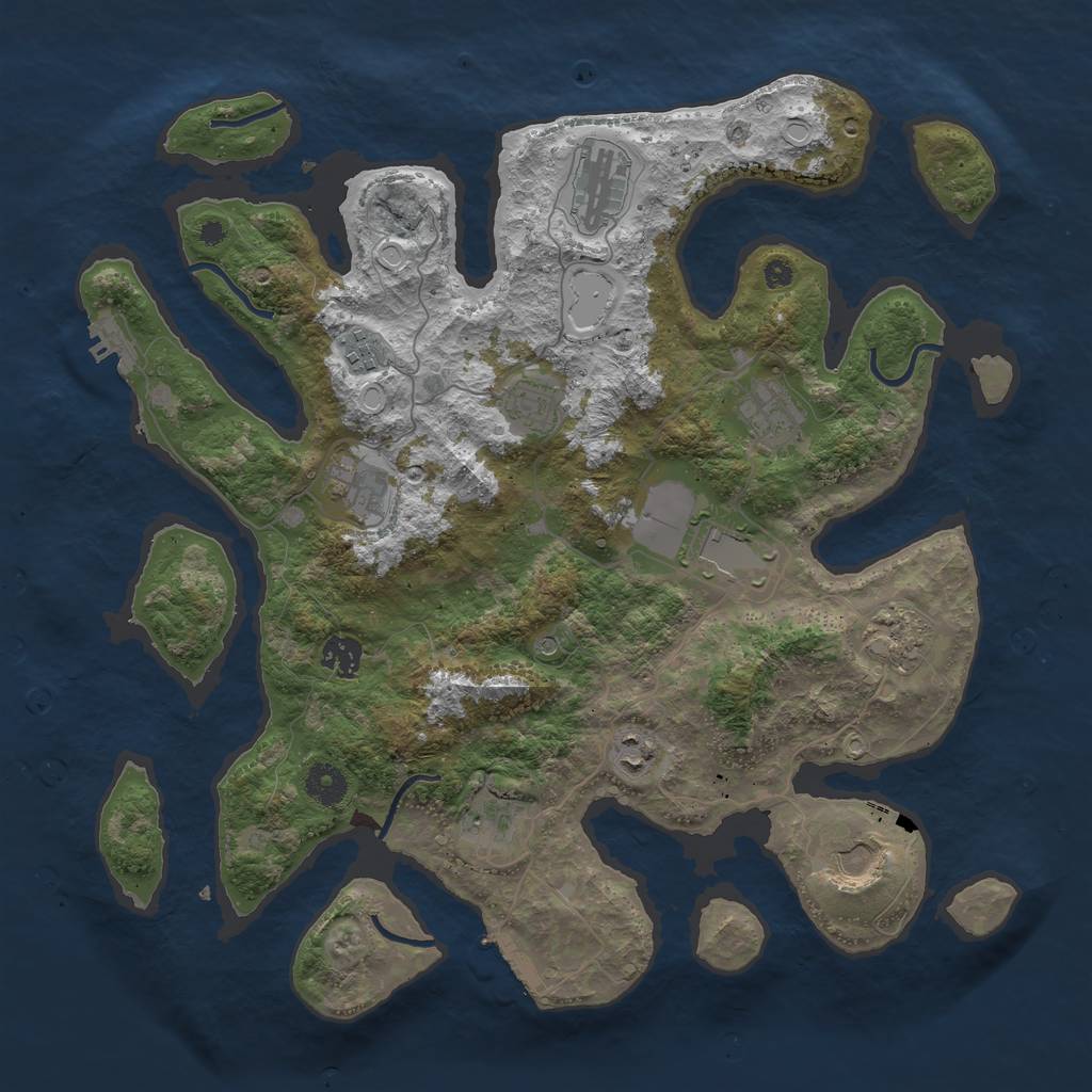 Rust Map: Procedural Map, Size: 3950, Seed: 631749339, 22 Monuments