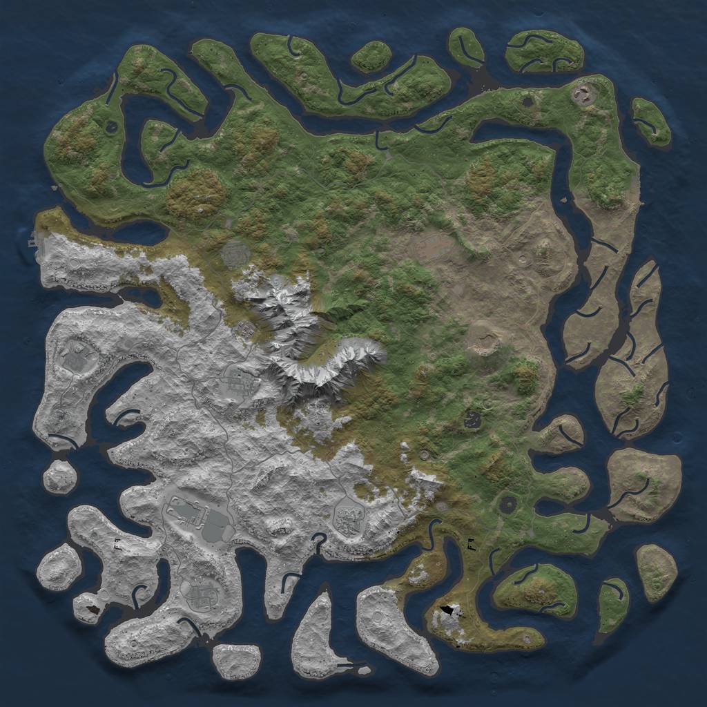 Rust Map: Procedural Map, Size: 6000, Seed: 64564878, 22 Monuments