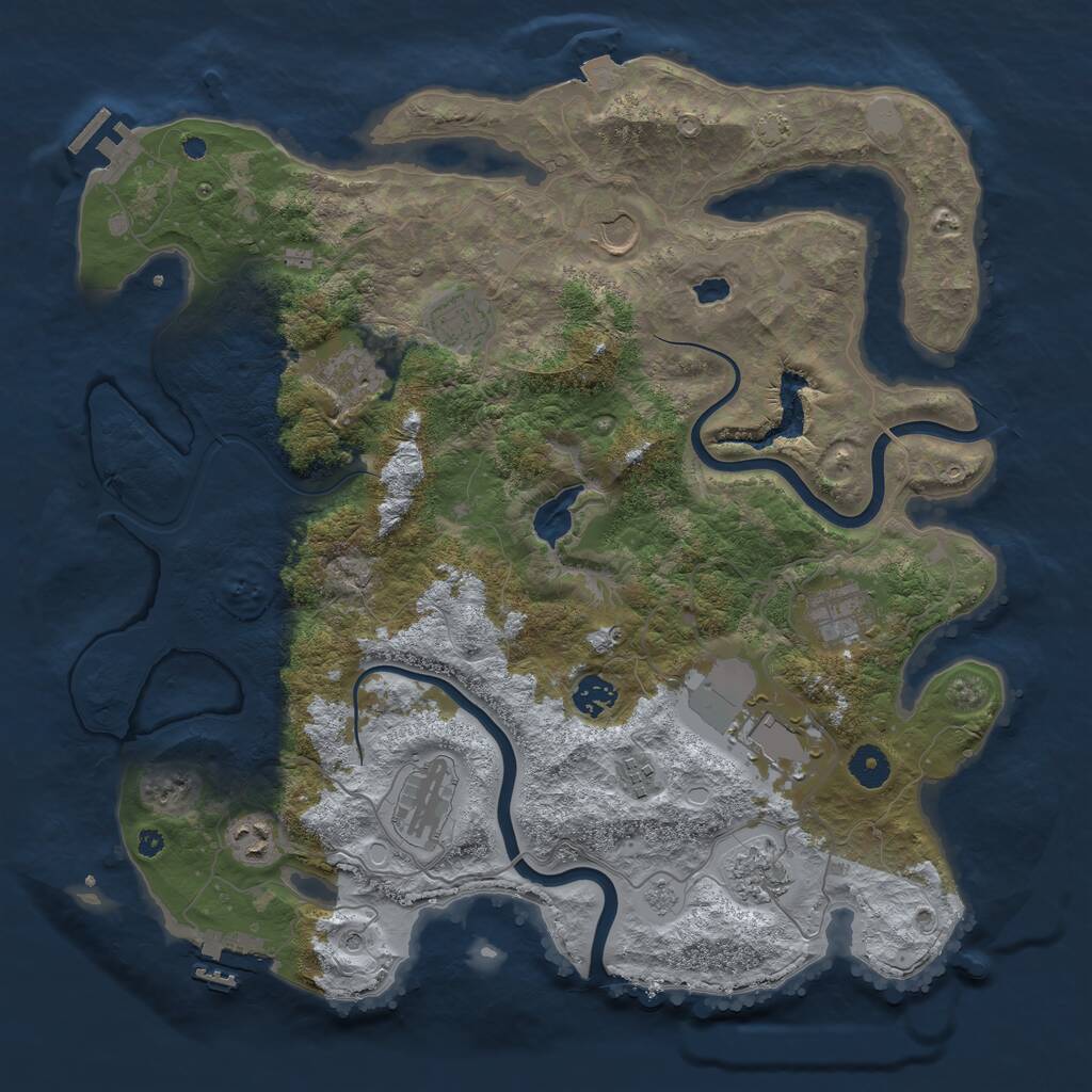 Rust Map: Procedural Map, Size: 4000, Seed: 547162315, 16 Monuments