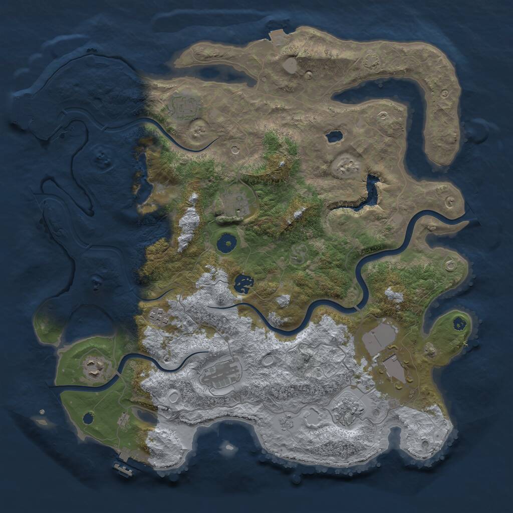 Rust Map: Procedural Map, Size: 4000, Seed: 547162315, 14 Monuments