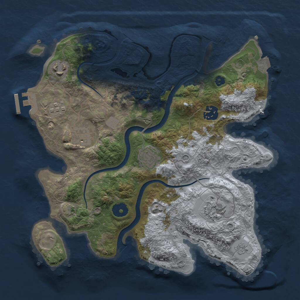 Rust Map: Procedural Map, Size: 3000, Seed: 2408964, 11 Monuments