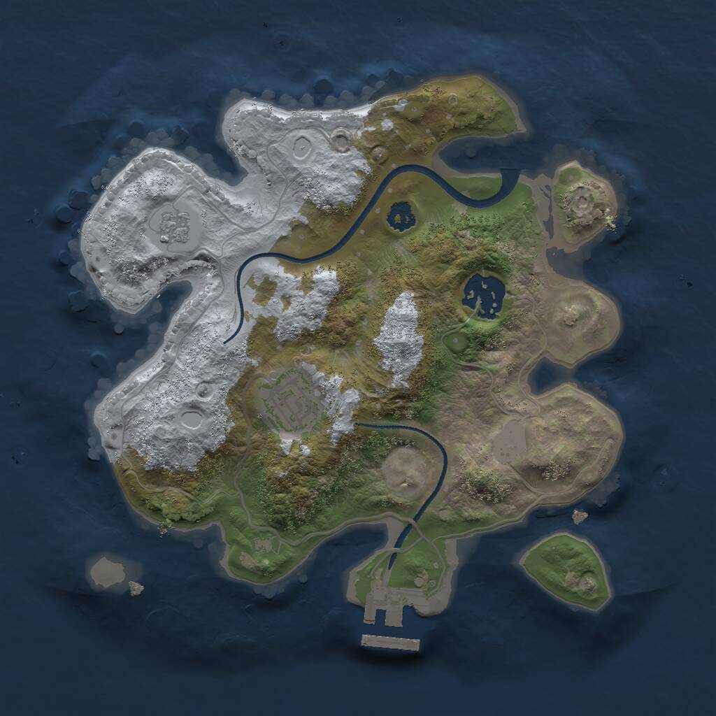 Rust Map: Procedural Map, Size: 2500, Seed: 40056024, 5 Monuments