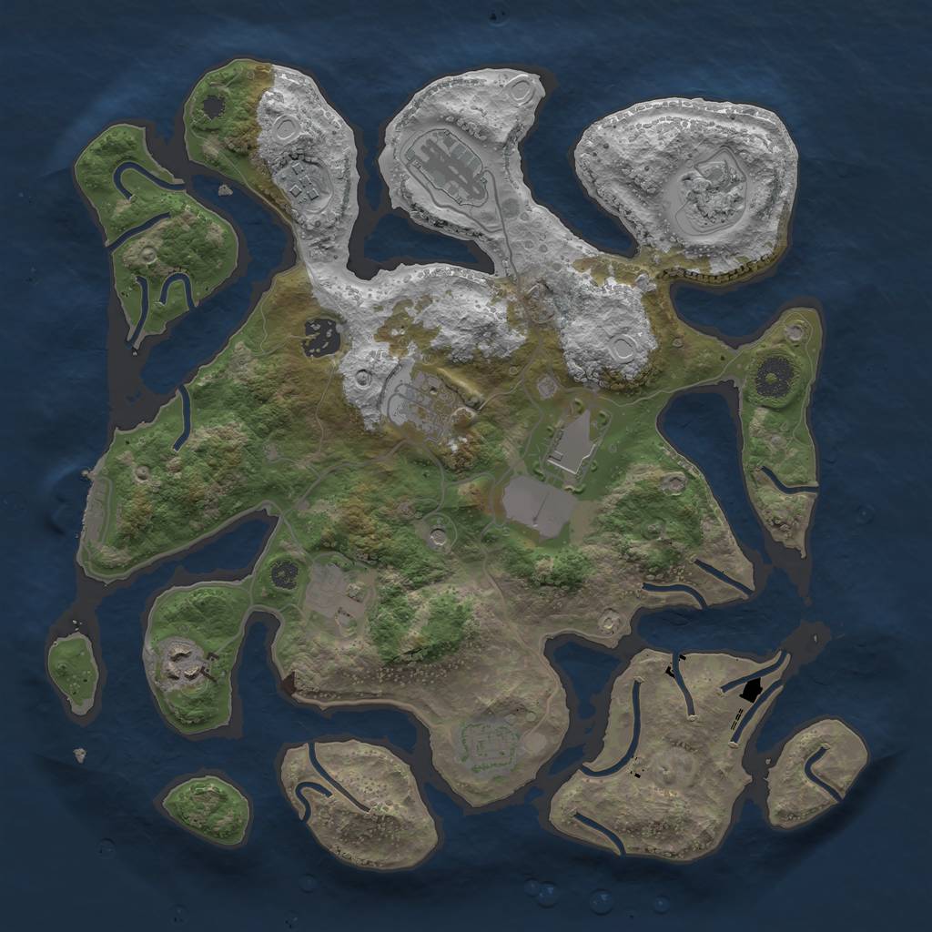 Rust Map: Procedural Map, Size: 3500, Seed: 1614706685, 19 Monuments