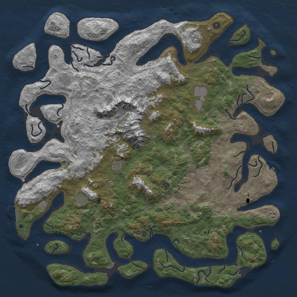 Rust Map: Procedural Map, Size: 6000, Seed: 2004133787, 22 Monuments