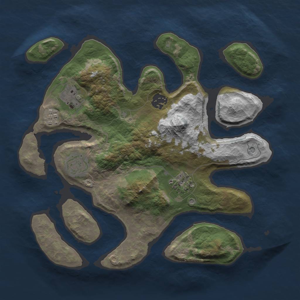 Rust Map: Barren, Size: 3000, Seed: 45877, 8 Monuments