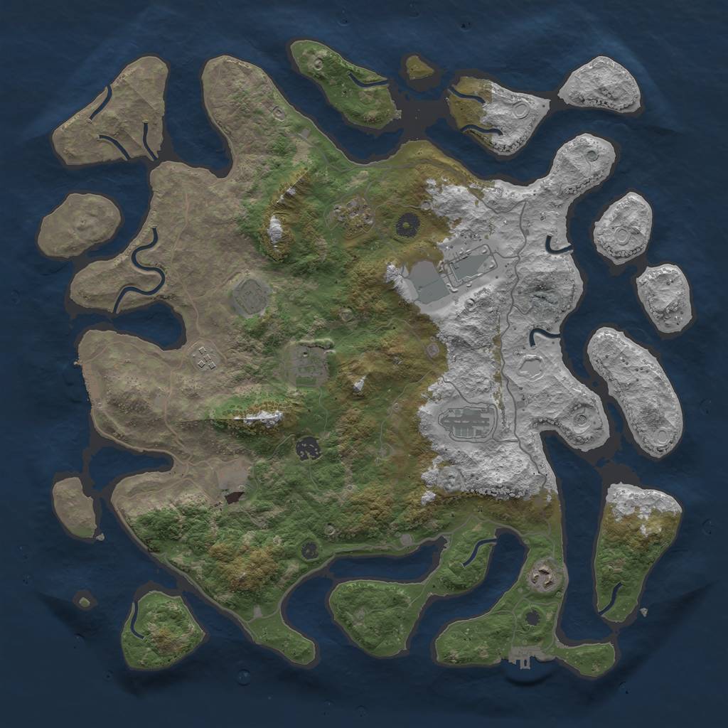 Rust Map: Procedural Map, Size: 4500, Seed: 239666193, 20 Monuments