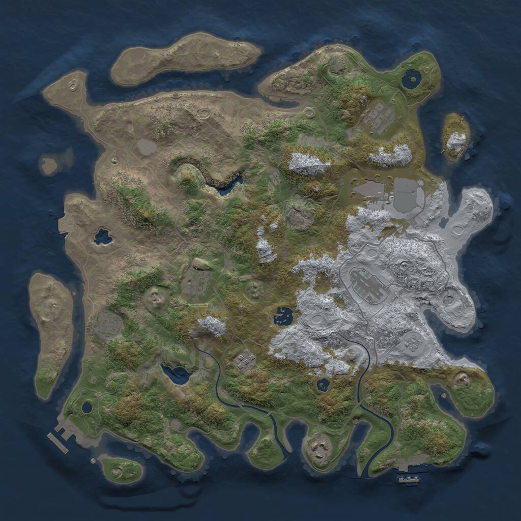 Rust Map: Procedural Map, Size: 4000, Seed: 920663825, 14 Monuments