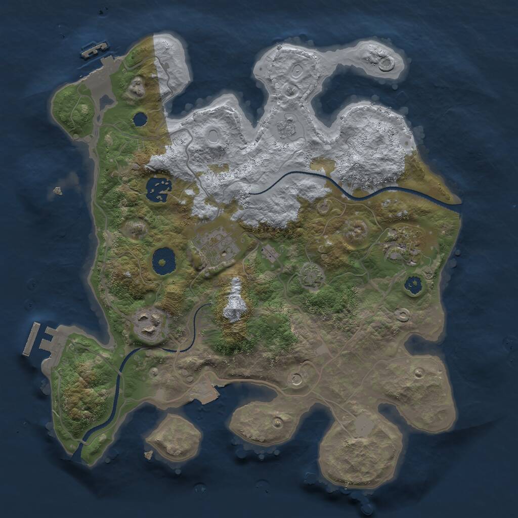 Rust Map: Procedural Map, Size: 3000, Seed: 695188516, 10 Monuments