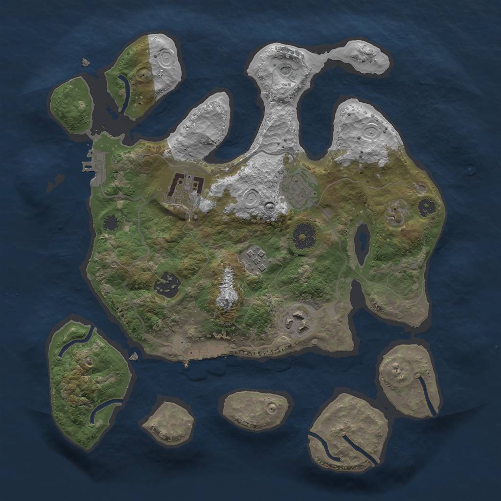 Rust Map: Procedural Map, Size: 3000, Seed: 695188516, 16 Monuments