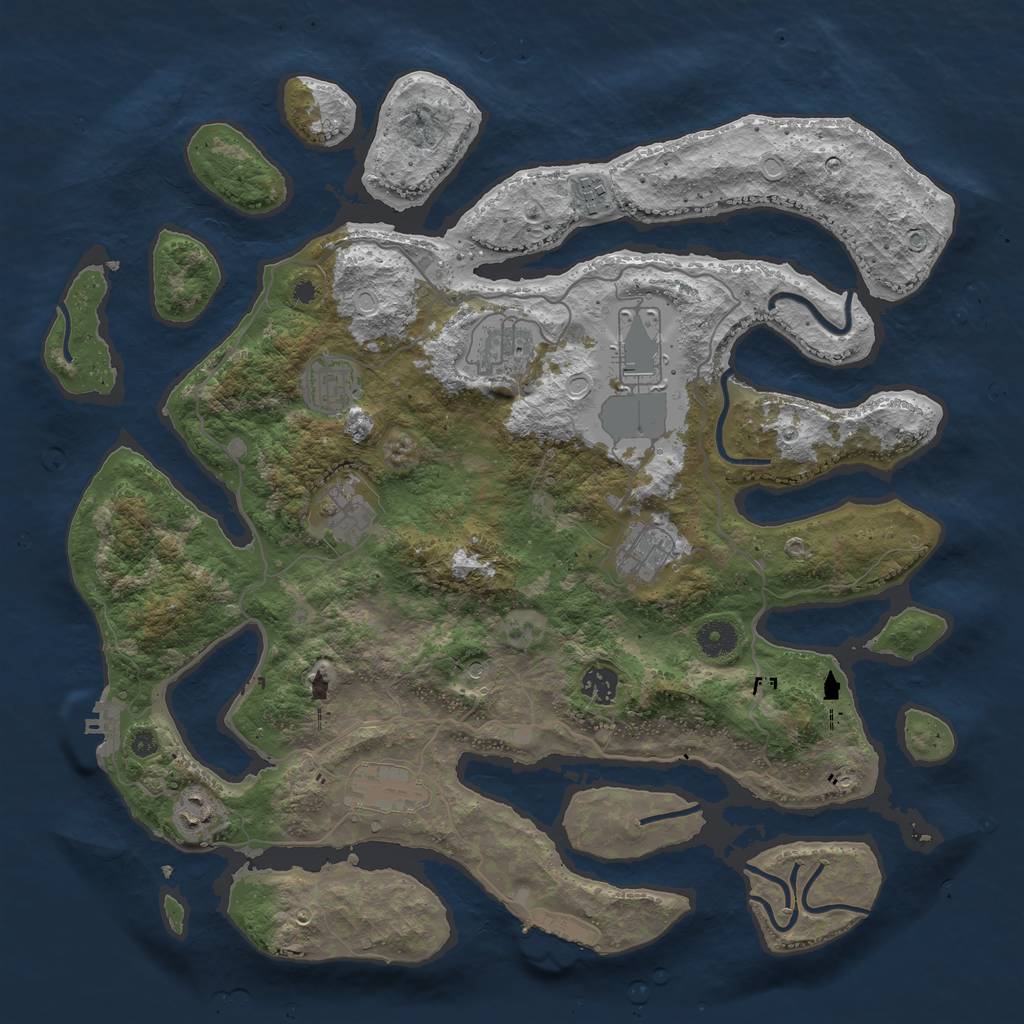 Rust Map: Procedural Map, Size: 4100, Seed: 1688, 20 Monuments