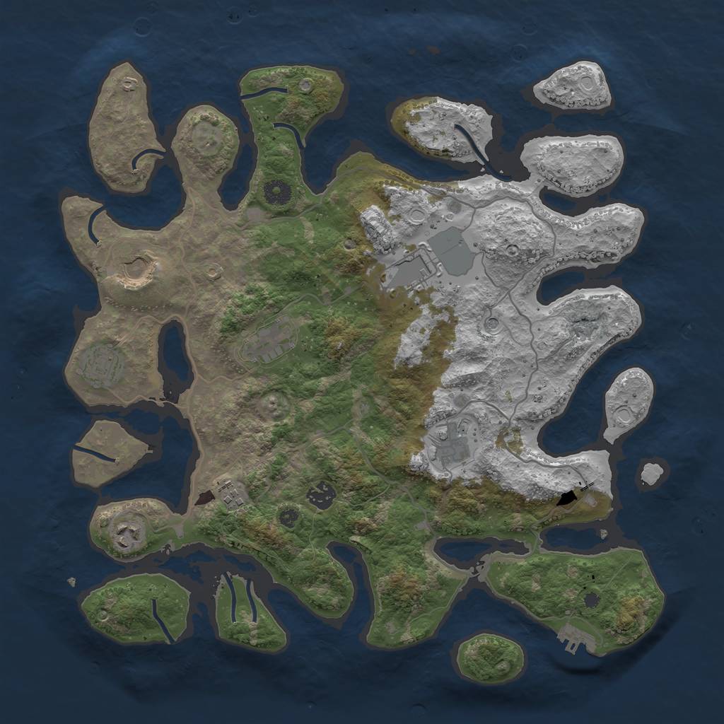 Rust Map: Procedural Map, Size: 4000, Seed: 9096, 18 Monuments